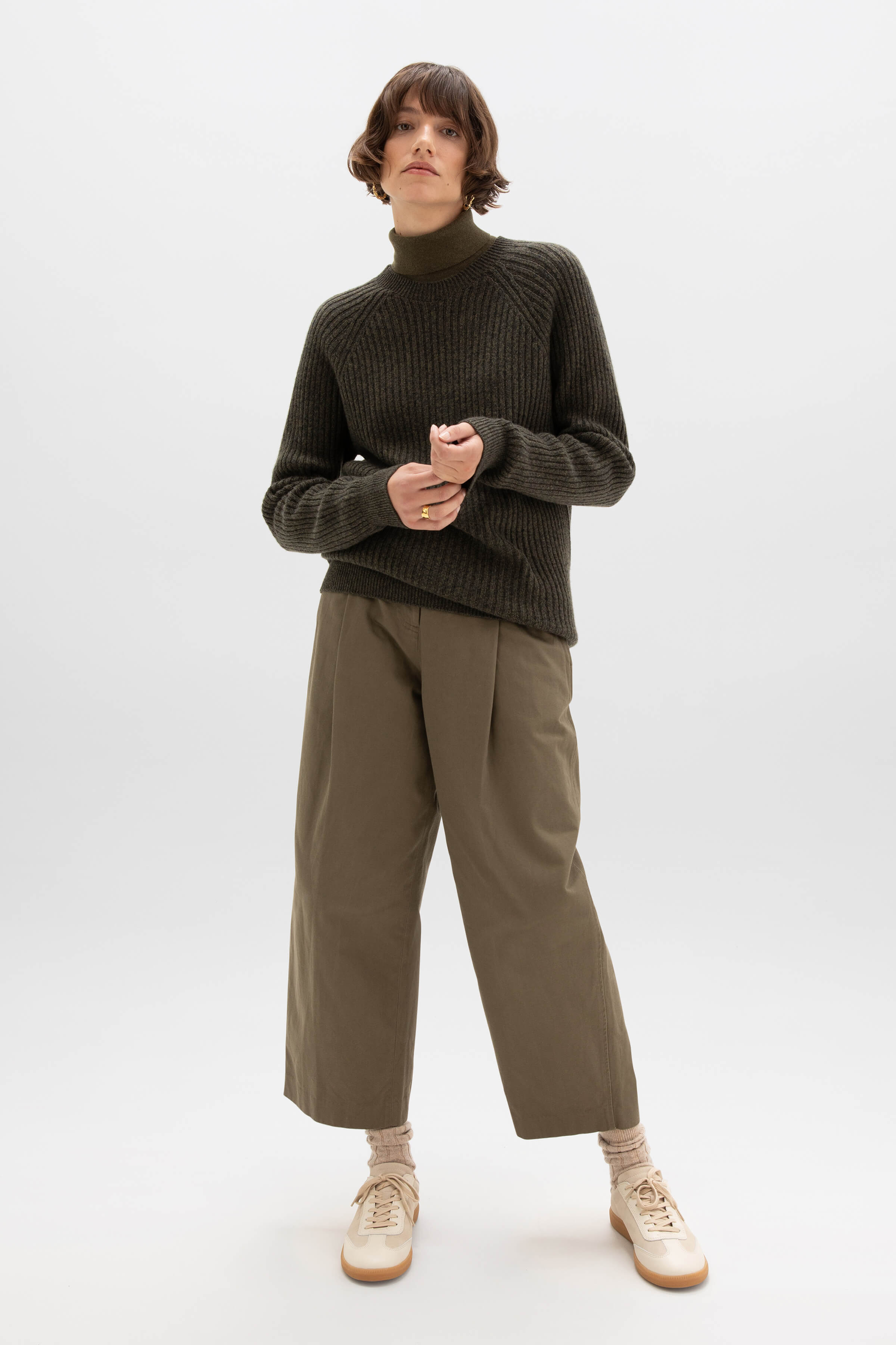Ribbed Green Cashmere Jumper - 1