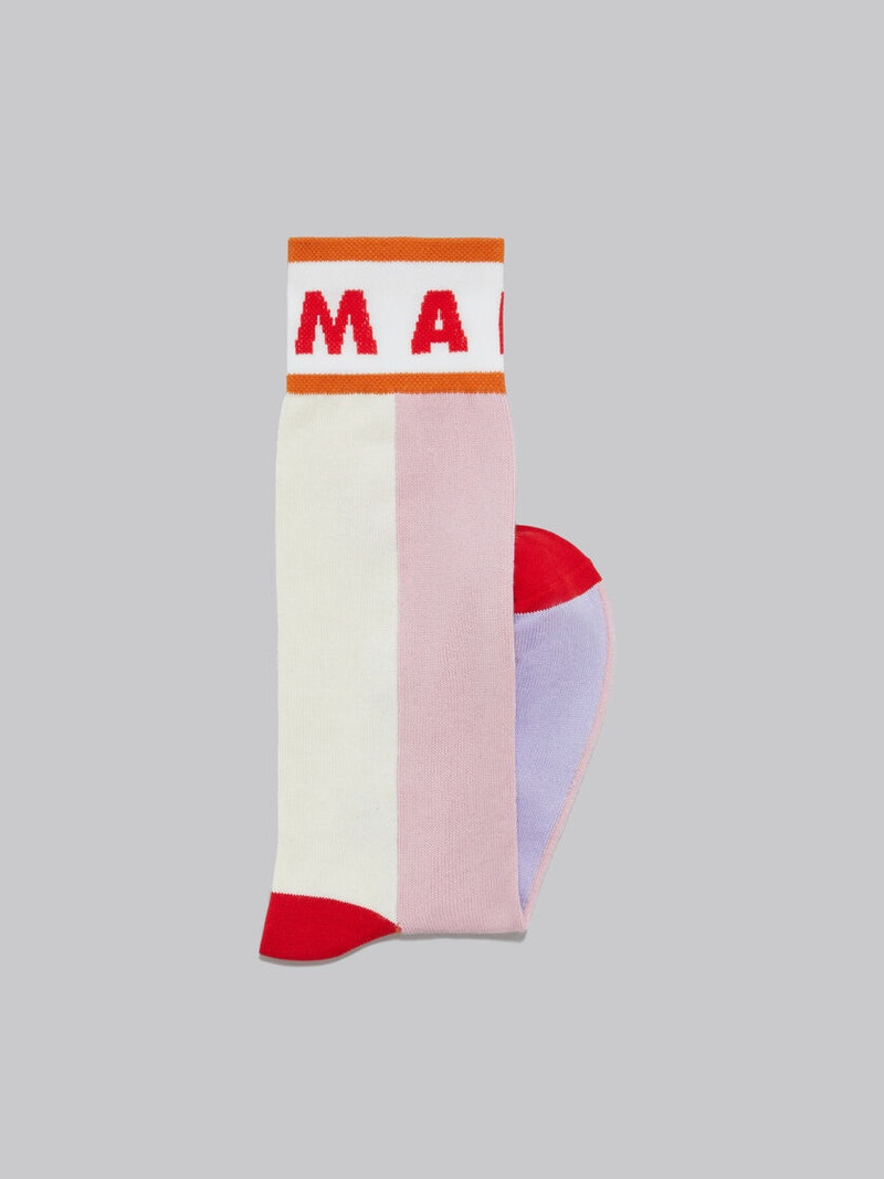 Marni PINK COLOUR-BLOCK COTTON SOCKS outlook