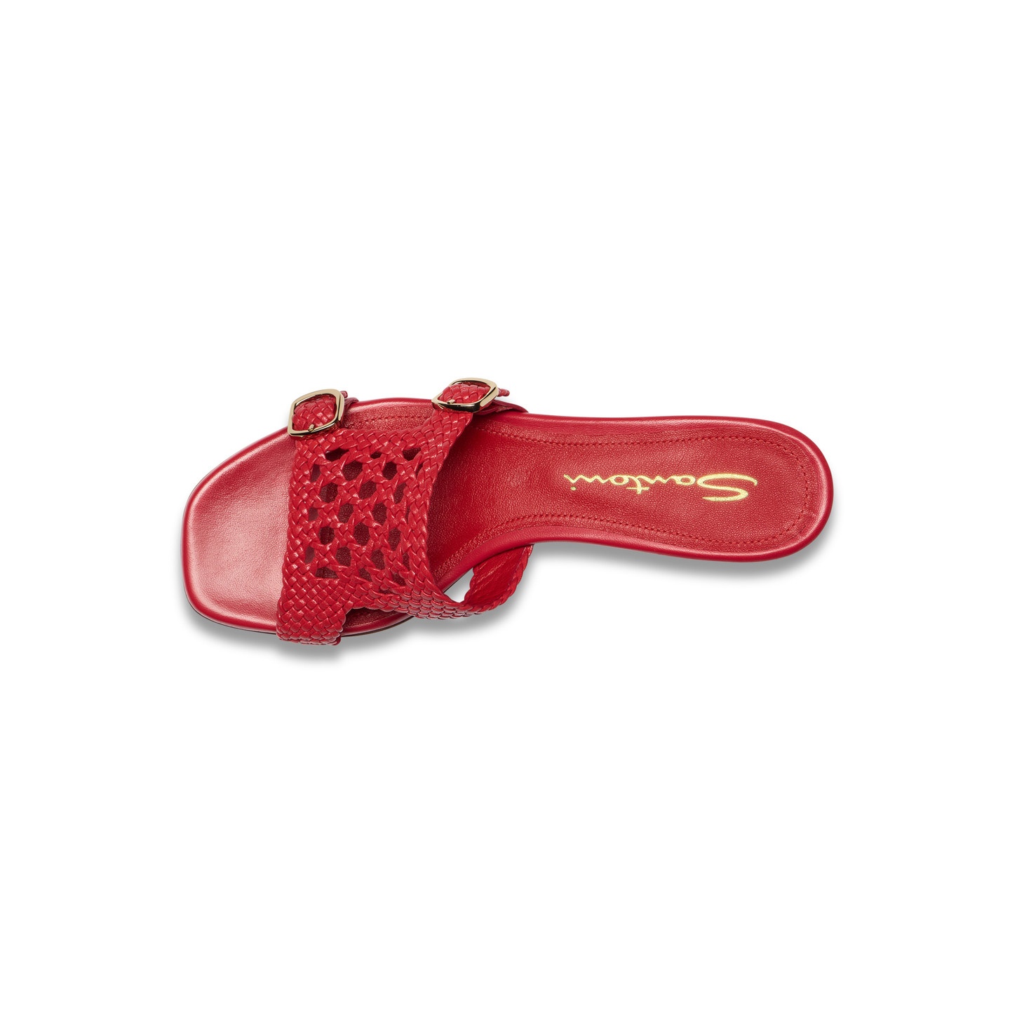 Women's red woven leather double-buckle Didi slide sandal - 4
