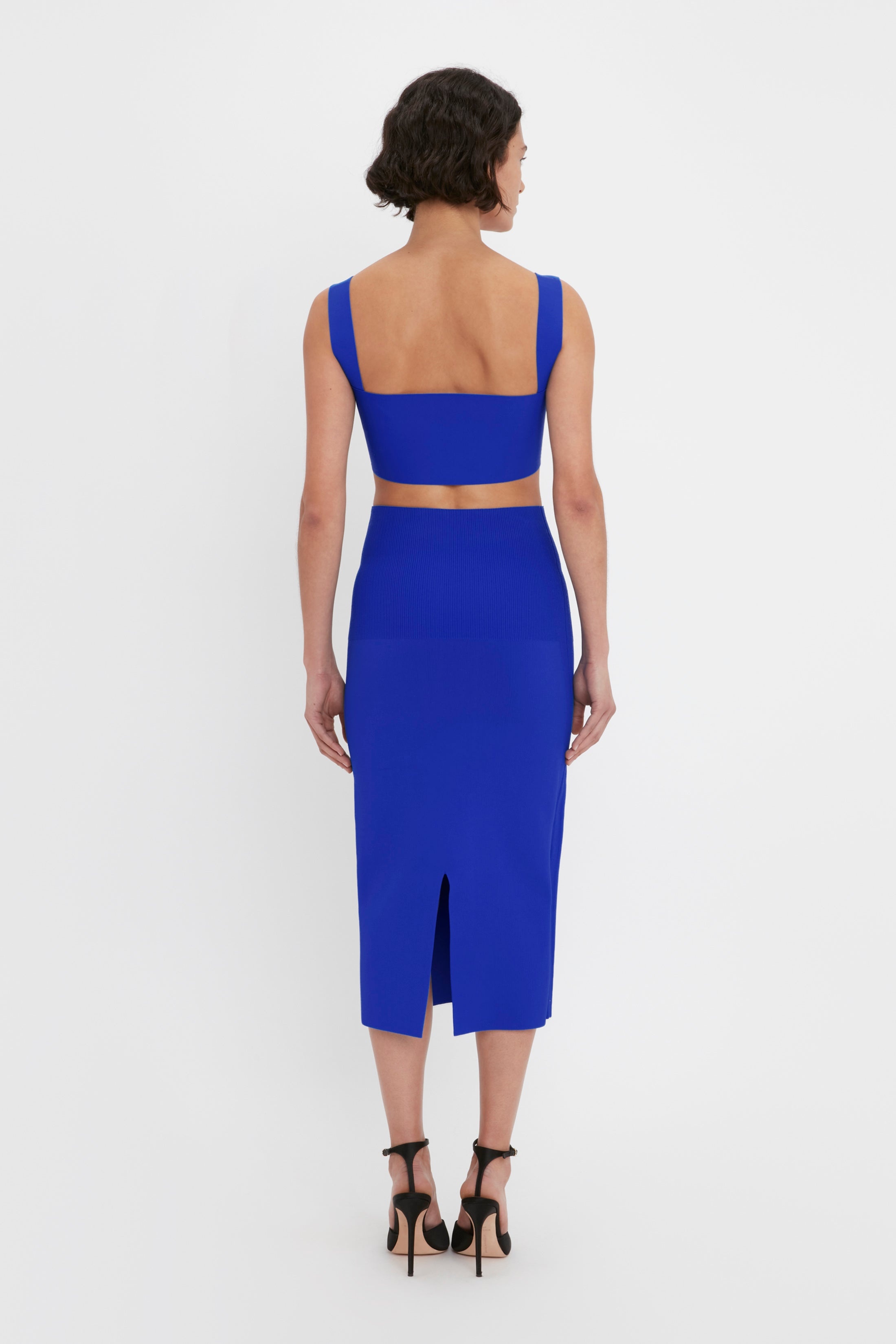 VB Body Fitted Midi Skirt In Cobalt - 3