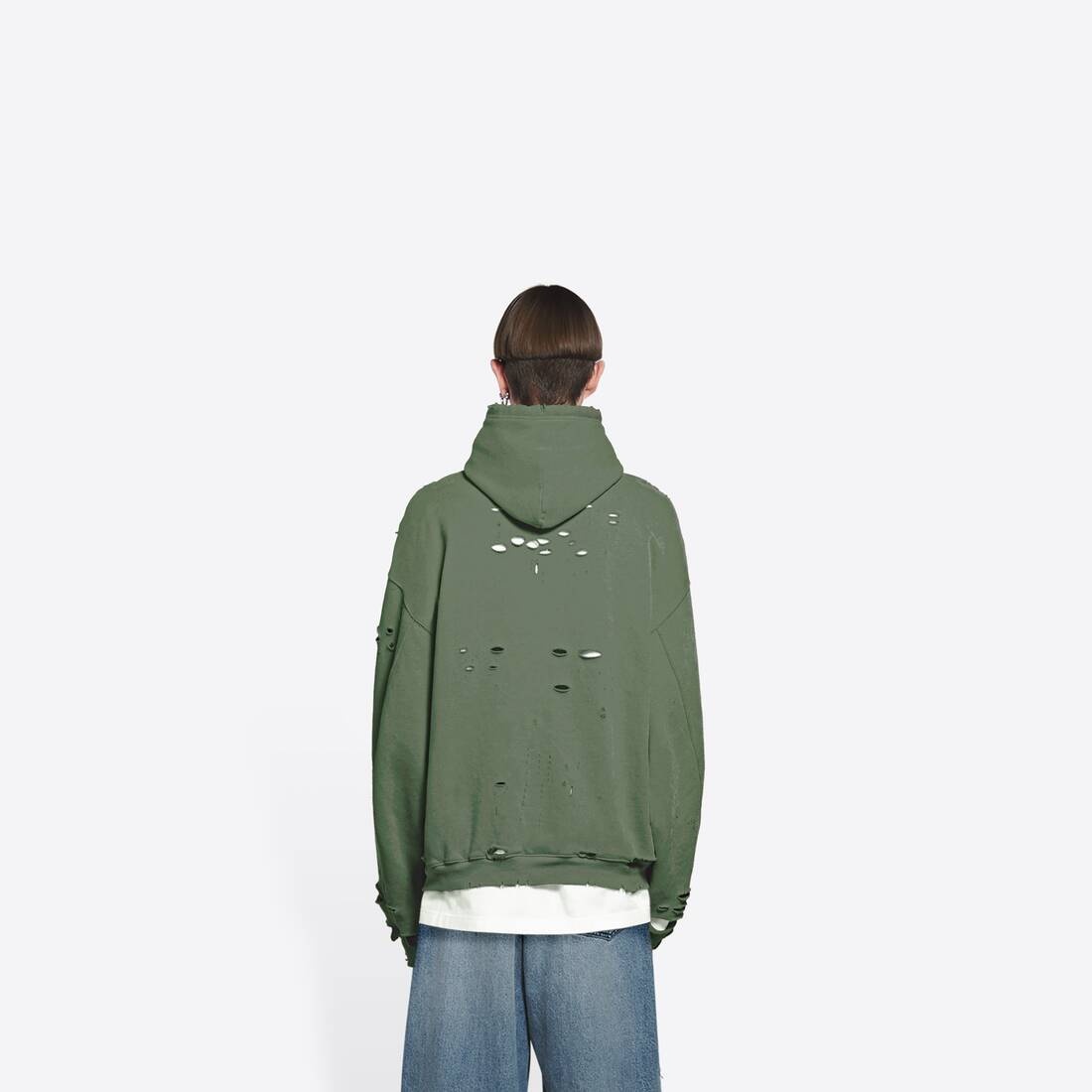 Destroyed Hoodie in Green - 5