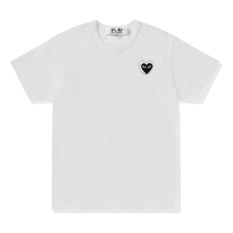 COMME des GARCONS PLAY SS25 Metalstone Heart T-Shirt 'White Black' AX-T802-051-1 - 1