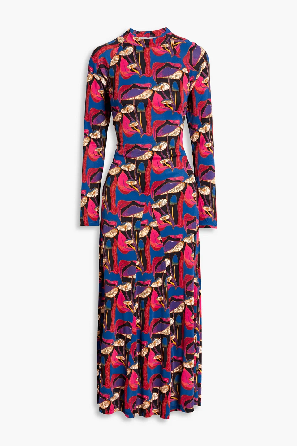 Cutout printed jersey midi dress - 1