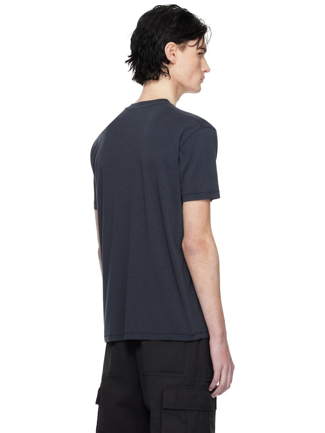 Navy Lyocell Cotton Crew T-shirt - 3
