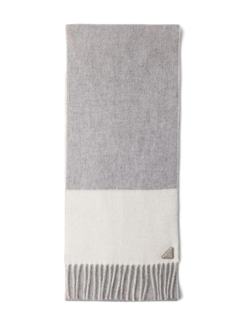 logo-triangle fringed cashmere scarf - 1