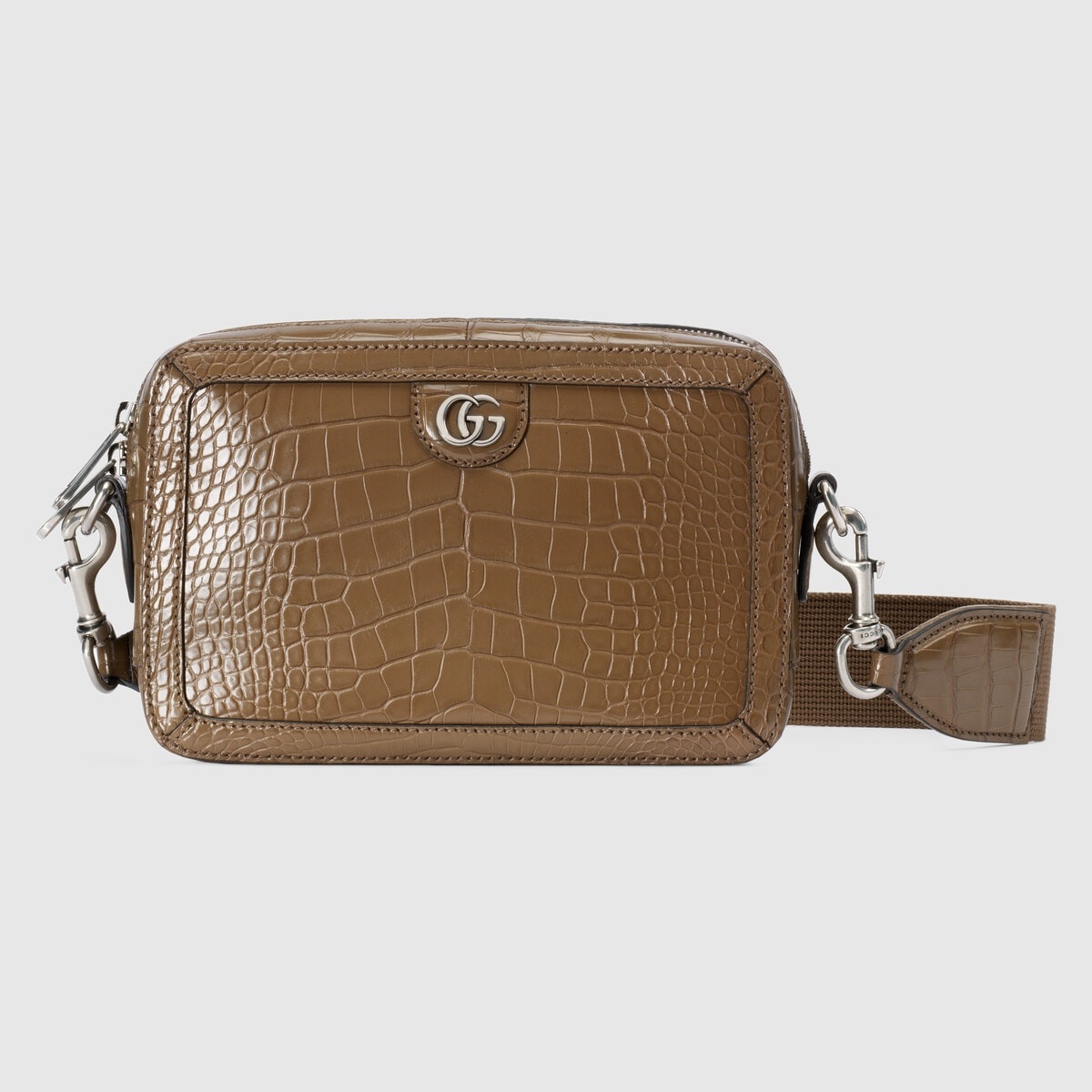 Crocodile crossbody bag with Double G - 1
