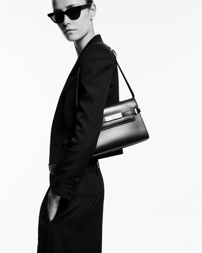 SAINT LAURENT manhattan small shoulder bag in silk satin and leather outlook