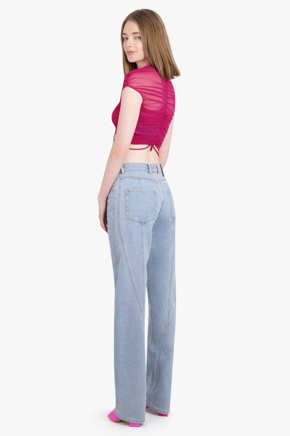 FRONT ZIP DETAIL PANTS | LIGHT BLUE - 5