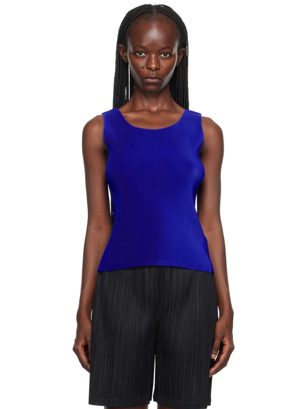 Pleats Please Issey Miyake Blue Mist July Tank Top | REVERSIBLE