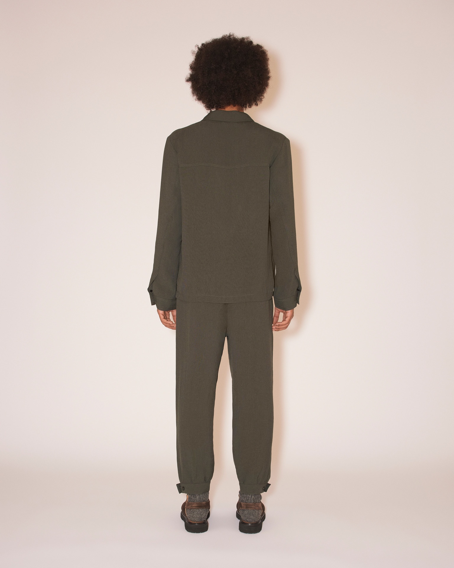 ELAM - Tech linen tapered trousers - Olive - 4