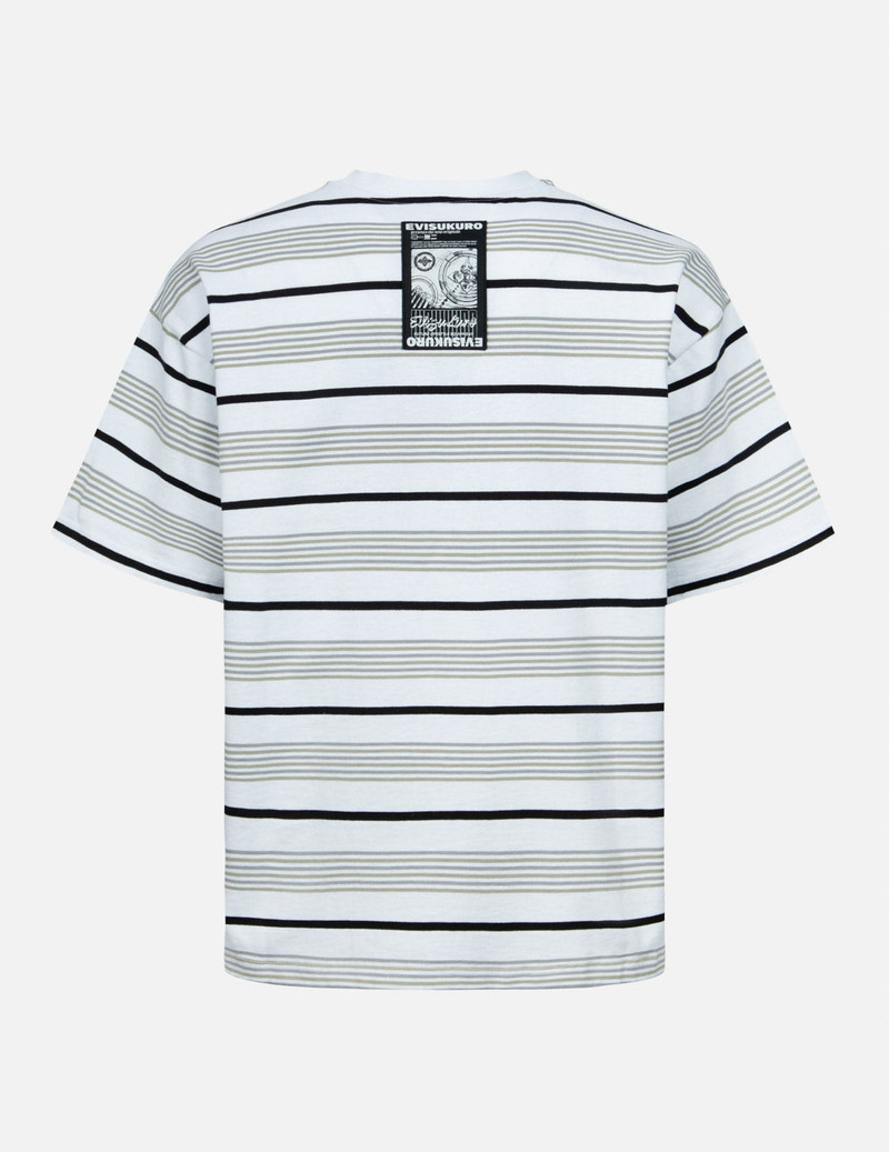 EVISU Striped Seagull Appliqué Embroidery Loose Fit T-shirt outlook