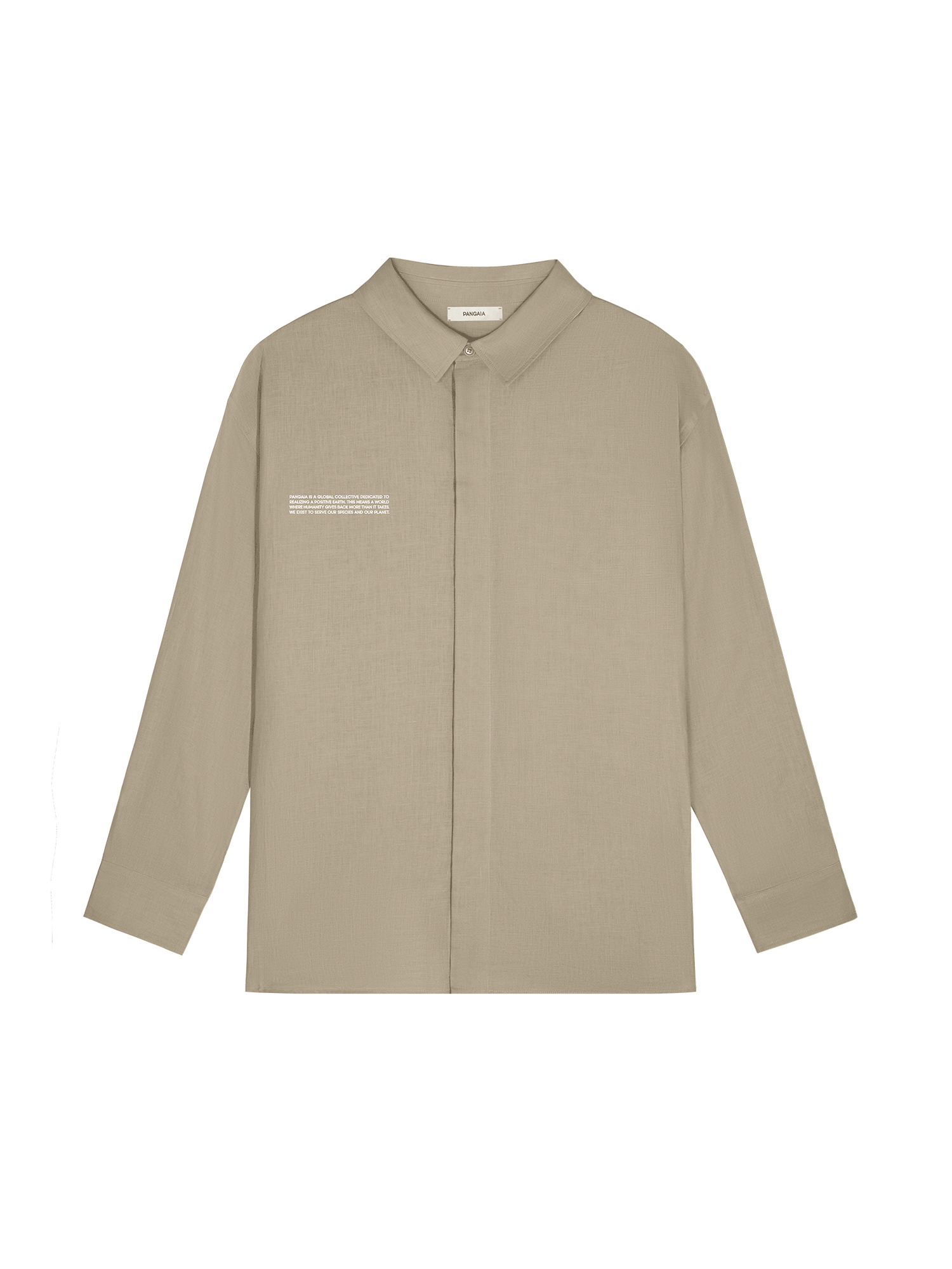 Mens DNA Linen Collared Long Sleeve Shirt - Cliff Beige - 1