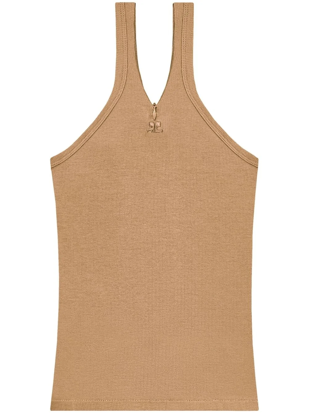 logo-embroidered ribbed tank top - 1