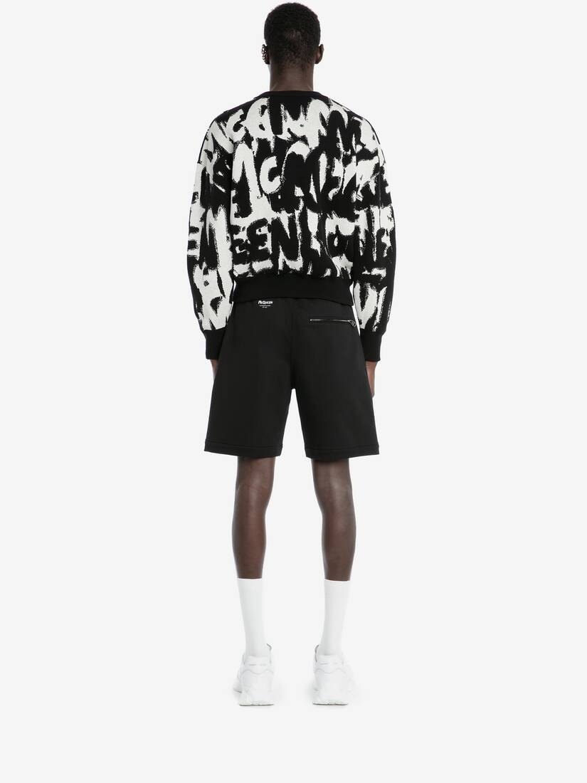 Mcqueen Graffiti Crew Neck Sweatshirt in Black/ivory - 4