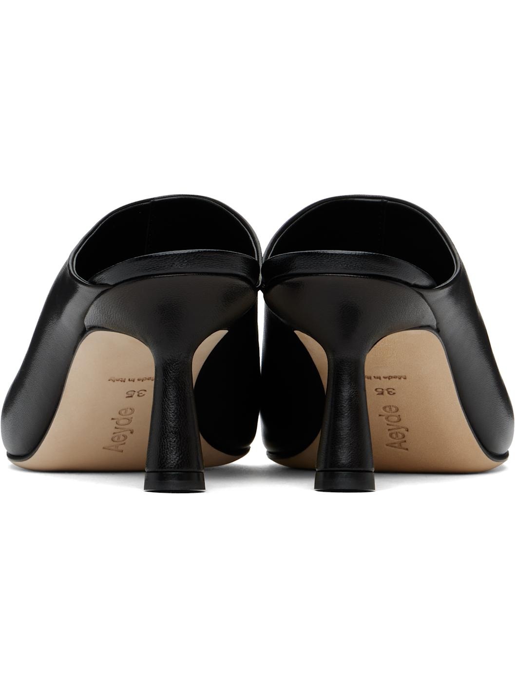 Black Mila Nappa Leather Heels - 2