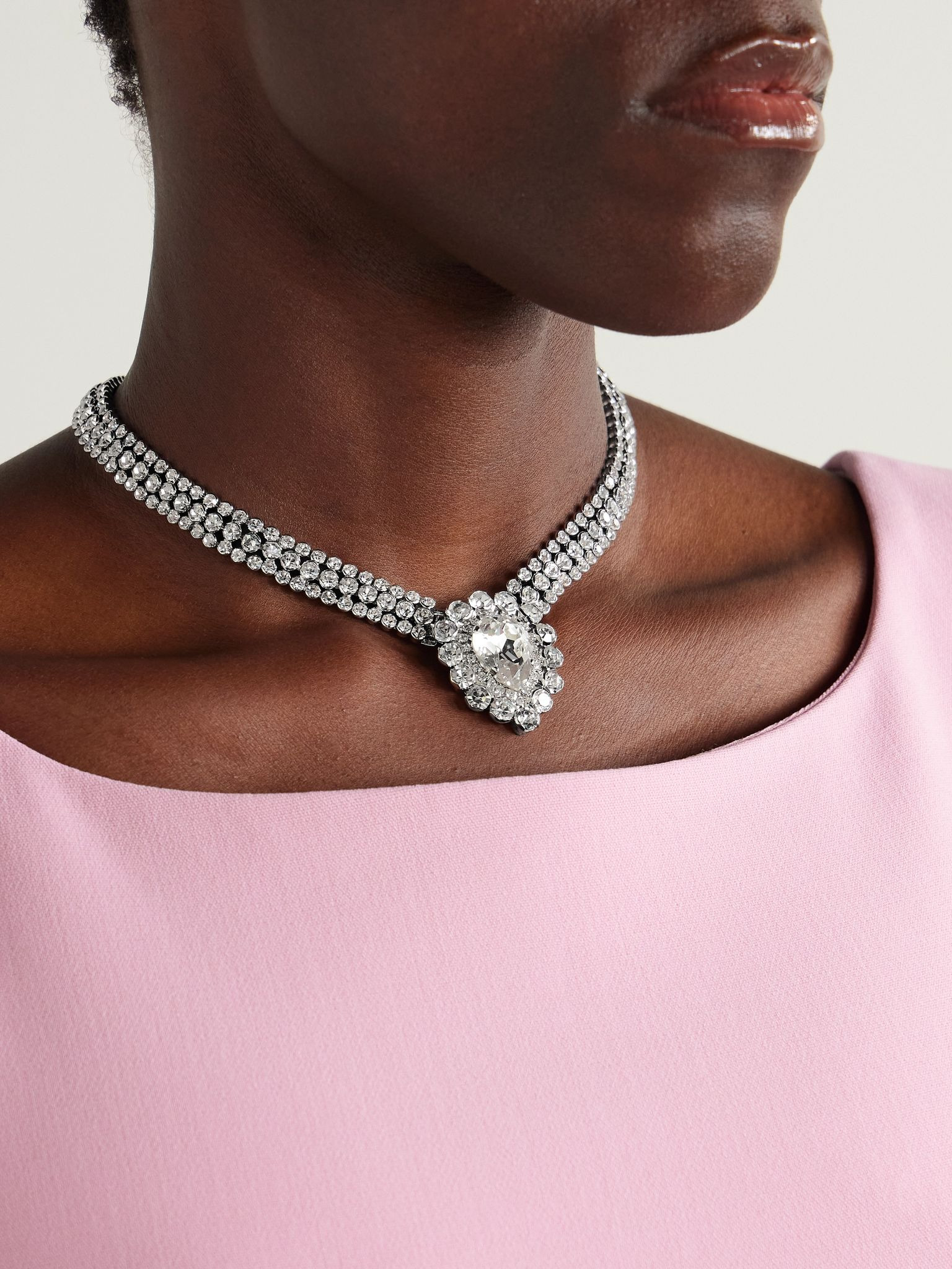 Silver-tone crystal necklace Silver - 2
