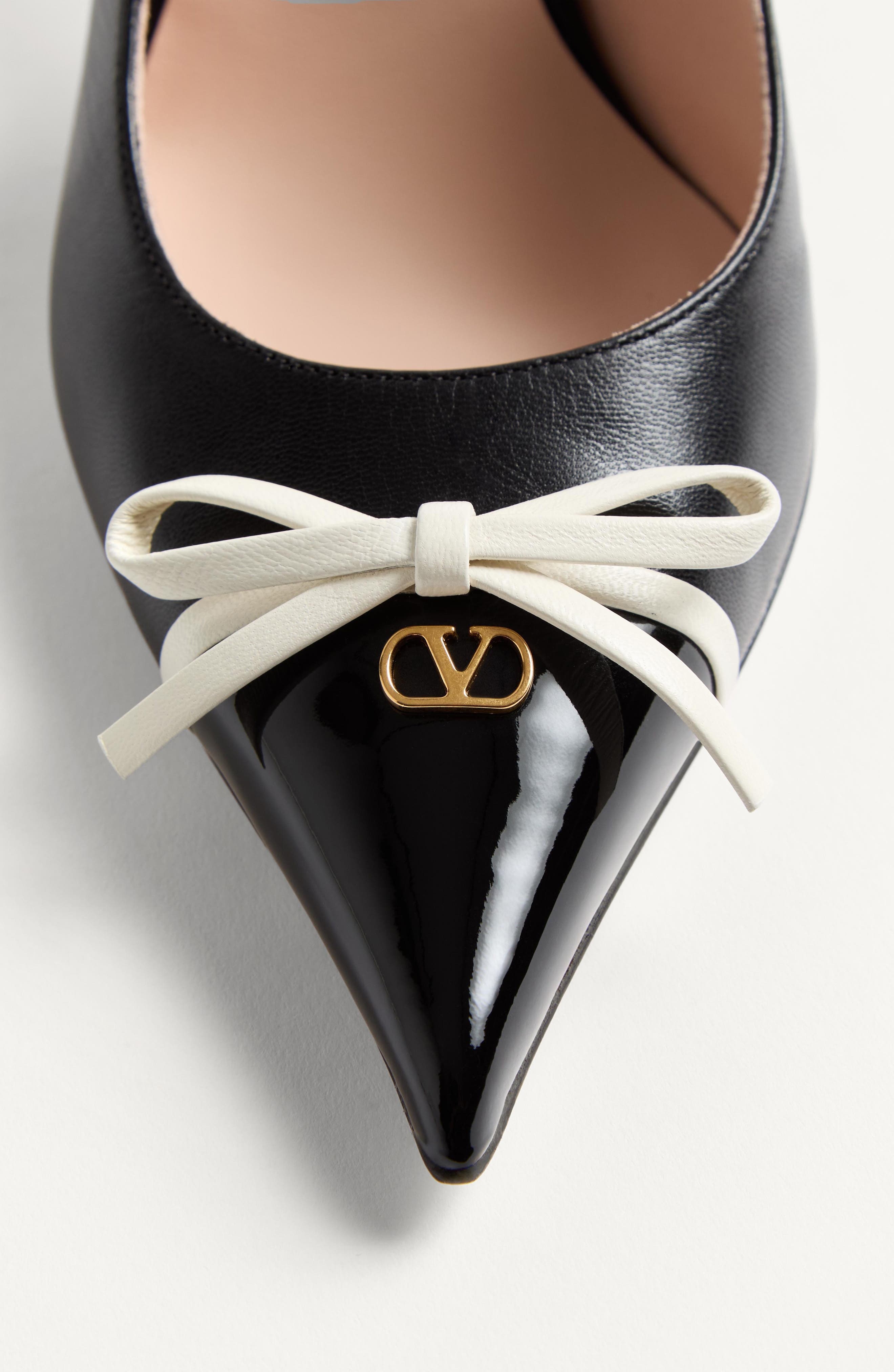 Valentino Garavani Bepointy Pointed Toe Slingback Pump in Black/Ivory at Nordstrom - 6