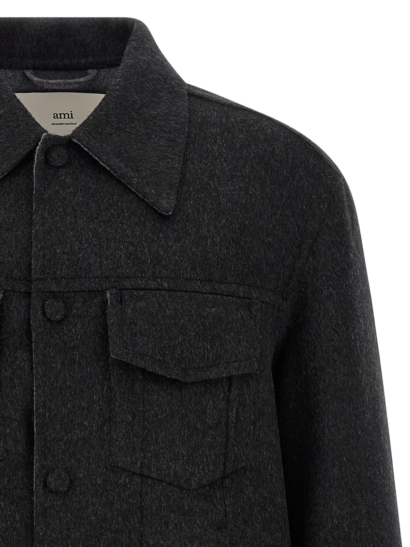 Lenci Cloth Overshirt Puffer Jackets Gray - 3