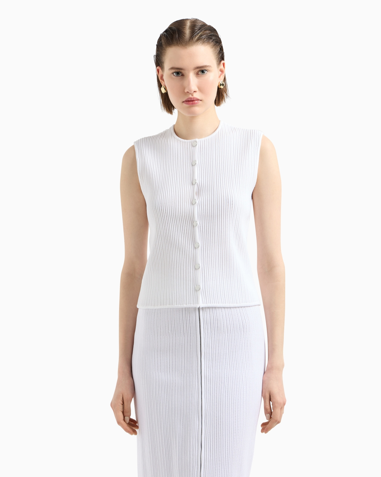 PERFORATED OTTOMAN FABRIC WAISTCOAT - 4