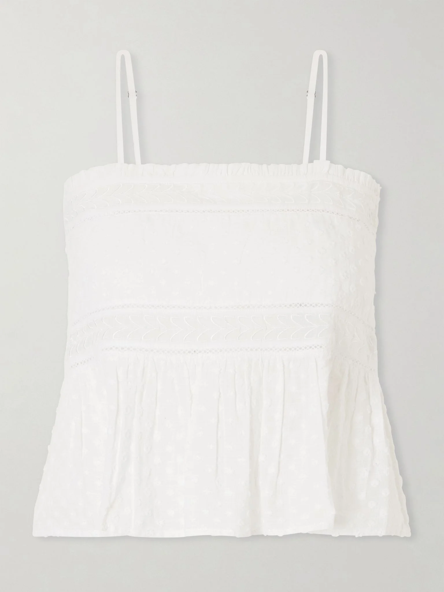 Saskia embroidered cotton-voile top White - 1