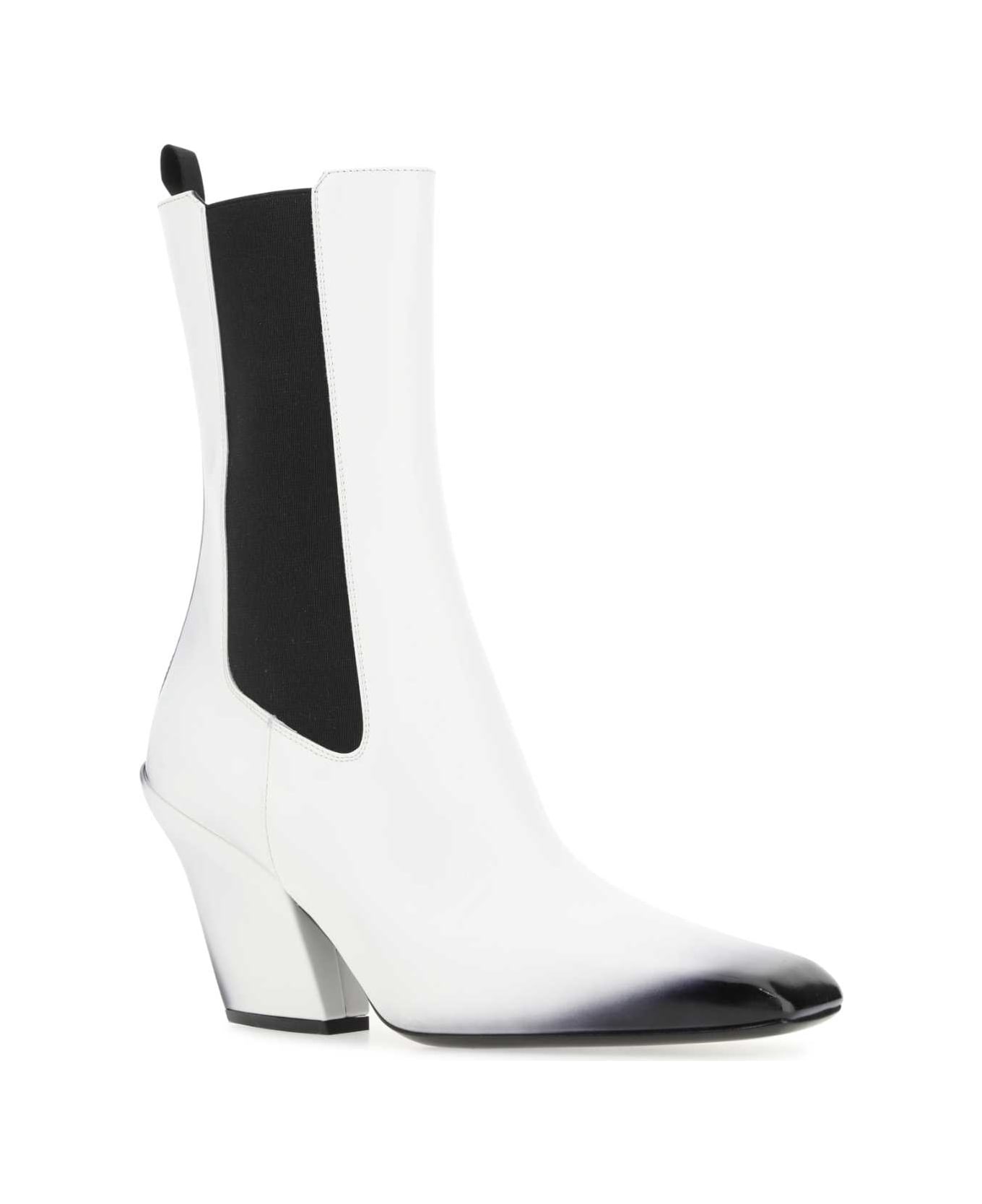 White Leather Ankle Boots - 2