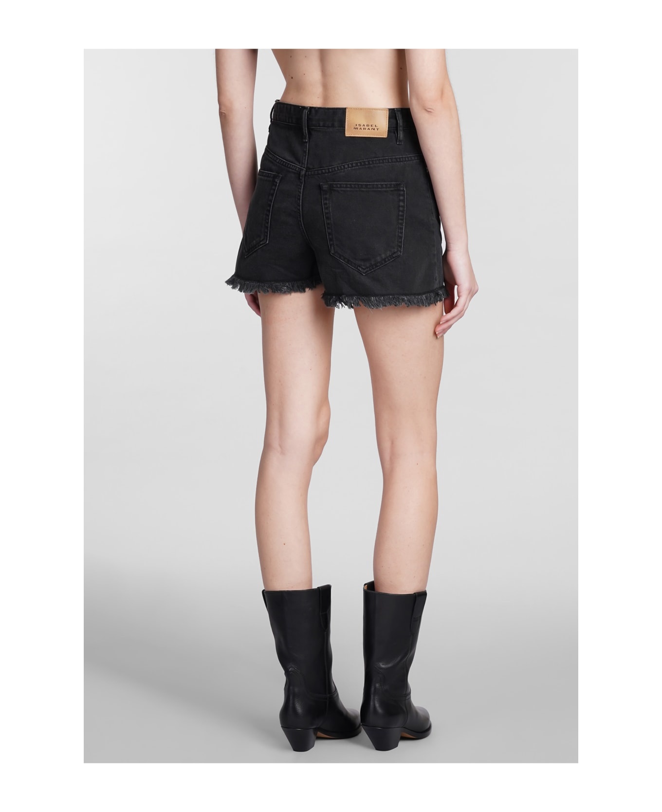 Belt-looped Denim Shorts - 3