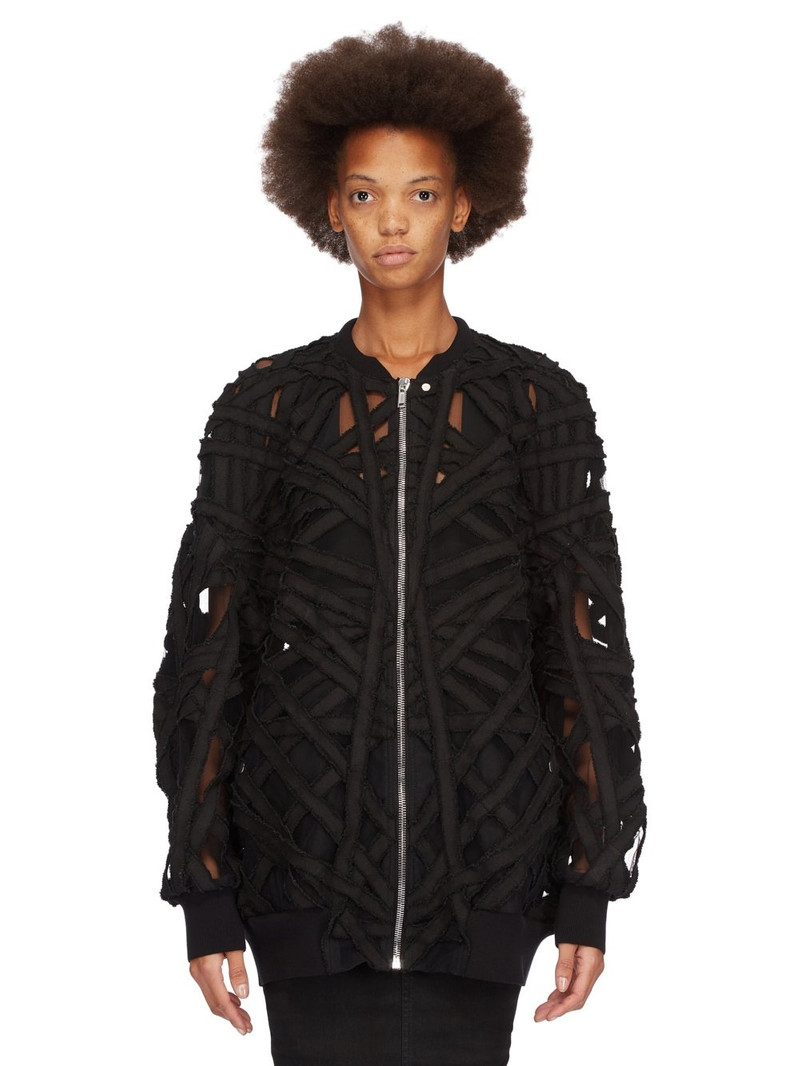Peter Flight oversized appliquéd grosgrain and tulle bomber jacket 1