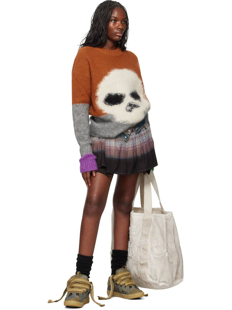 Orange Mohair Skull Intarsia Sweater 5