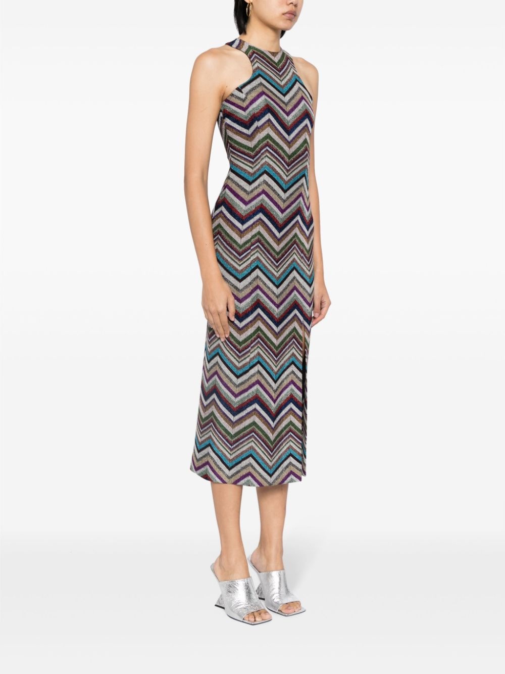 chevron-print midi dress - 3