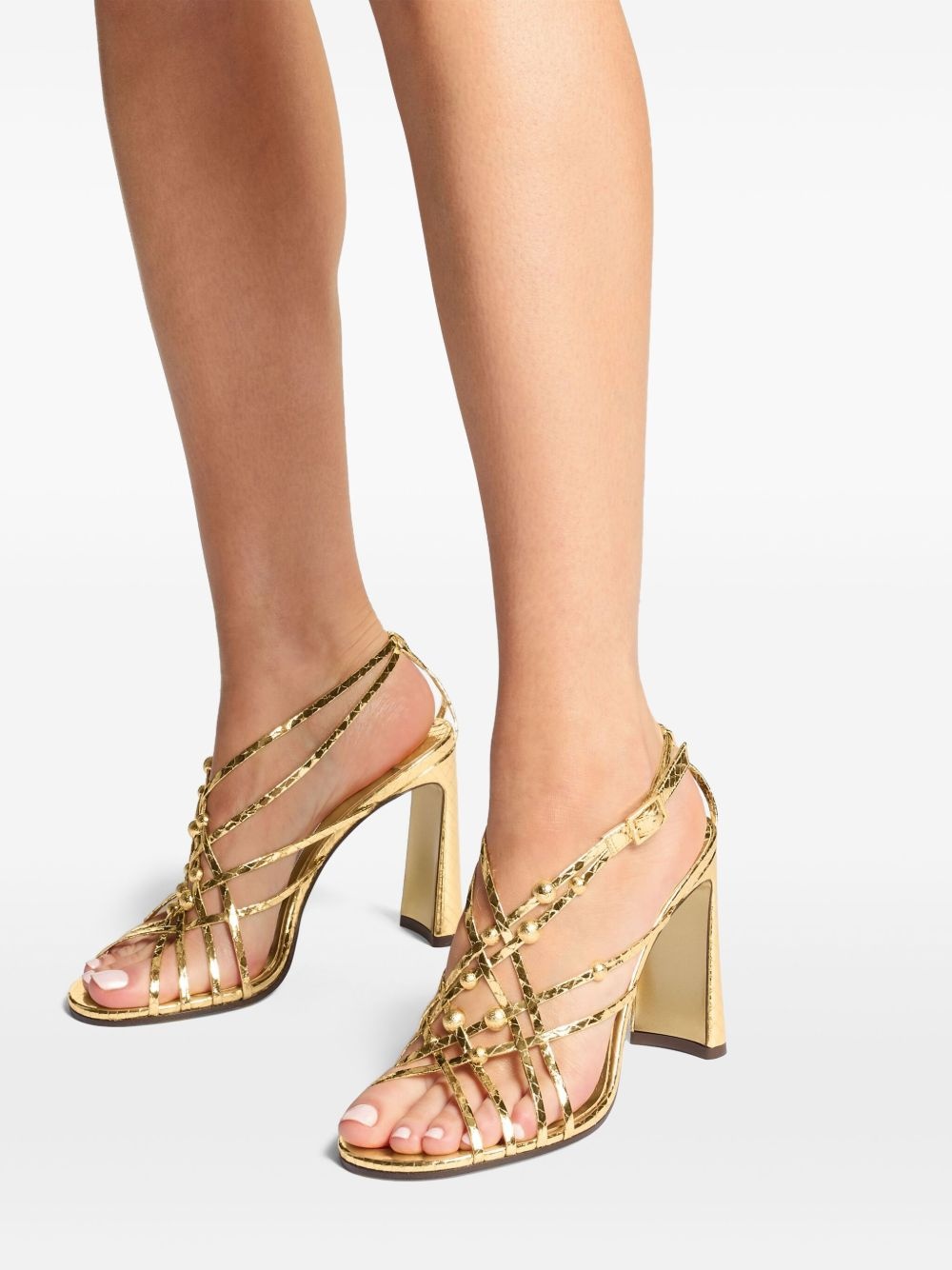 90mm leather heeled sandals - 6