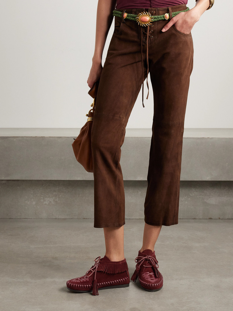 Isabel Marant Felsa Fringed Tasseled Leather-trimmed Suede Ankle Boots outlook