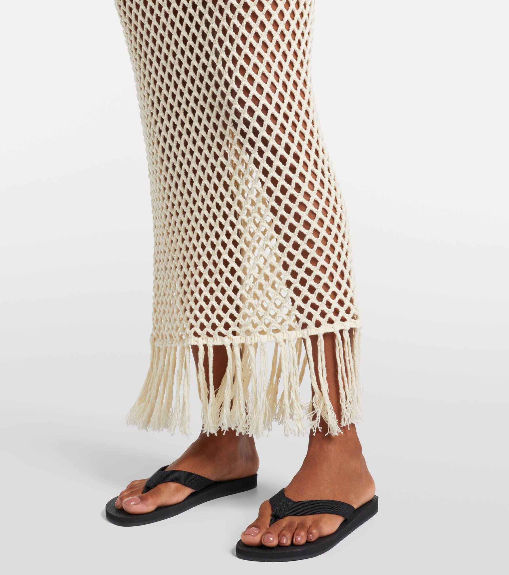 Ilaria fringed open-knit cotton maxi dress - 5