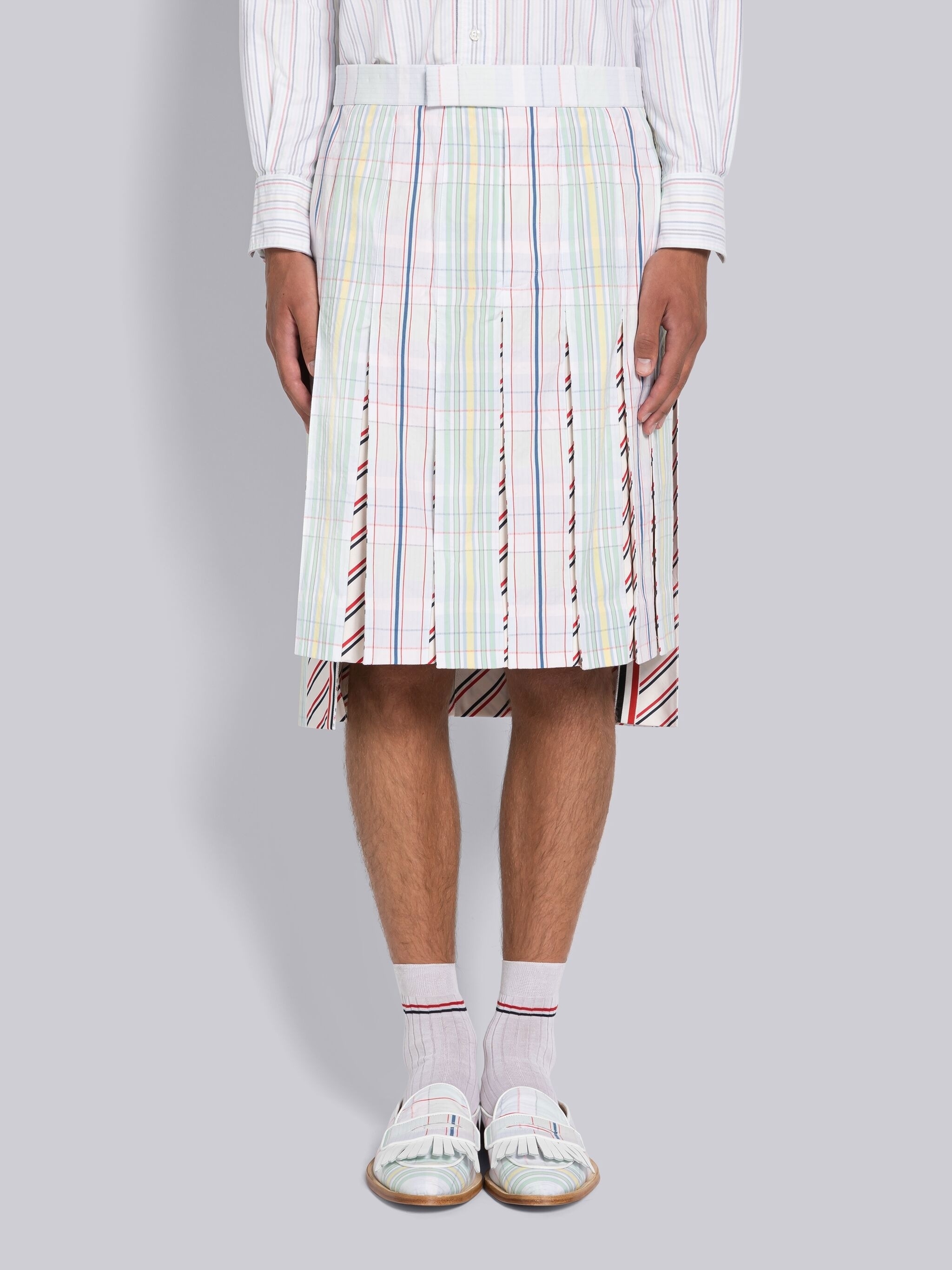 Fun-Mix Gingham Backstrap Classic Pleated Skirt - 1