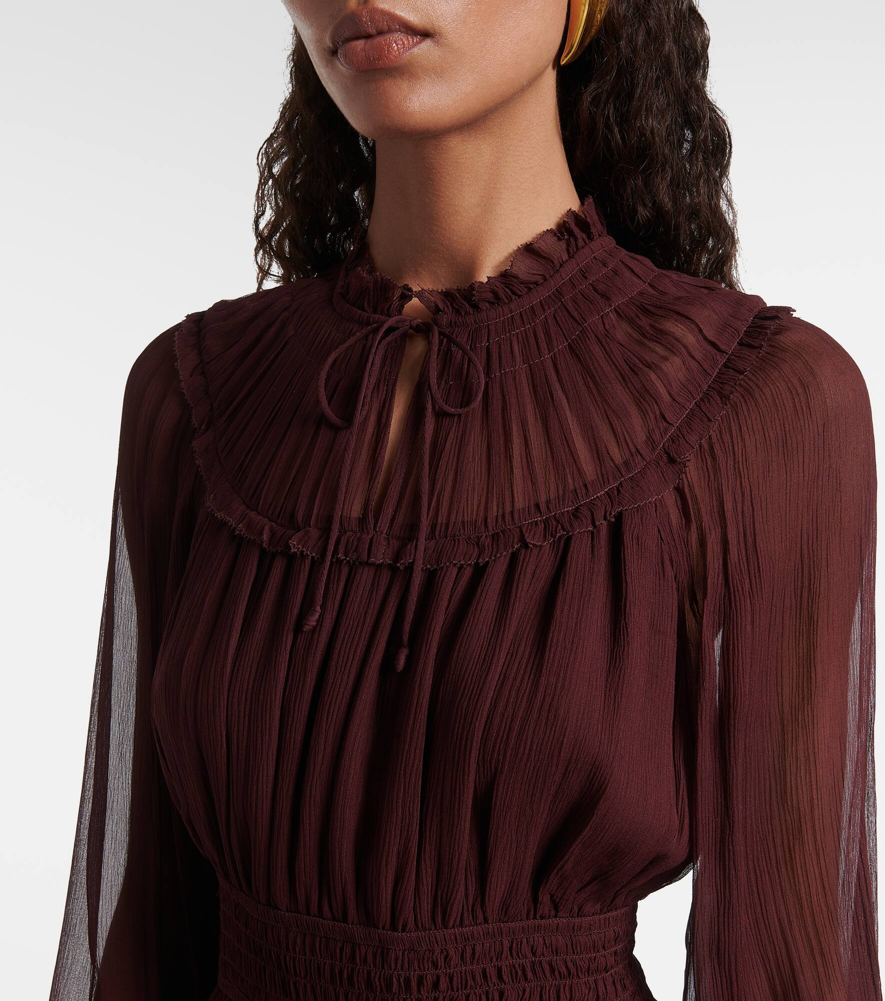 Ava tie-neck silk chiffon minidress - 4
