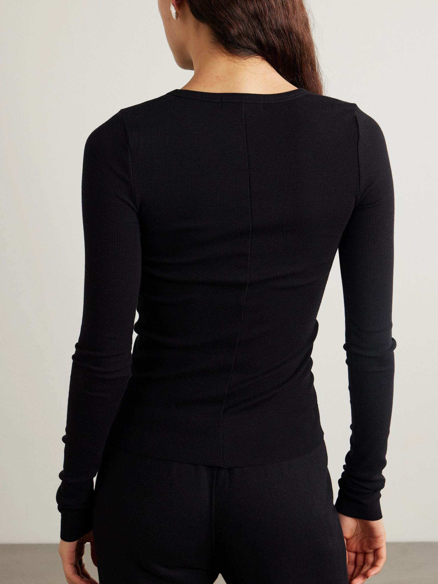 Ribbed jersey T-shirt Black - 3