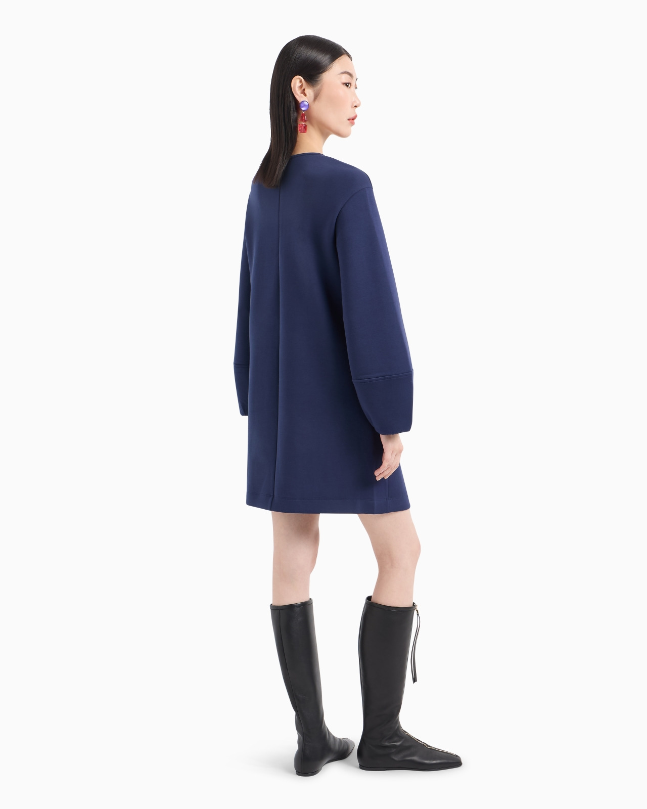 Double jersey dress with balloon sleeves - 3