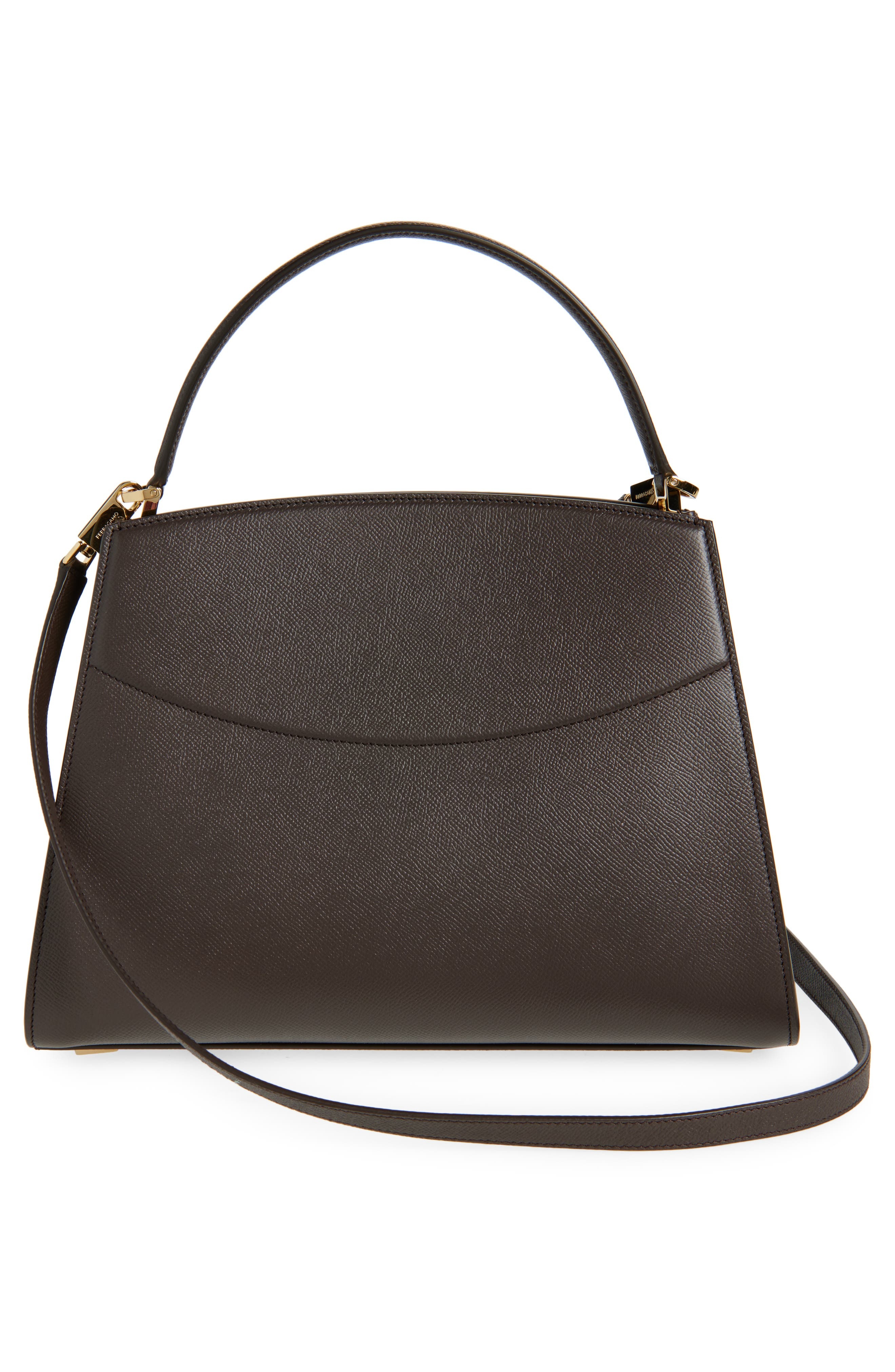 FERRAGAMO Small Studio Box Leather Top Handle Bag in Testa Di Moro at Nordstrom - 4