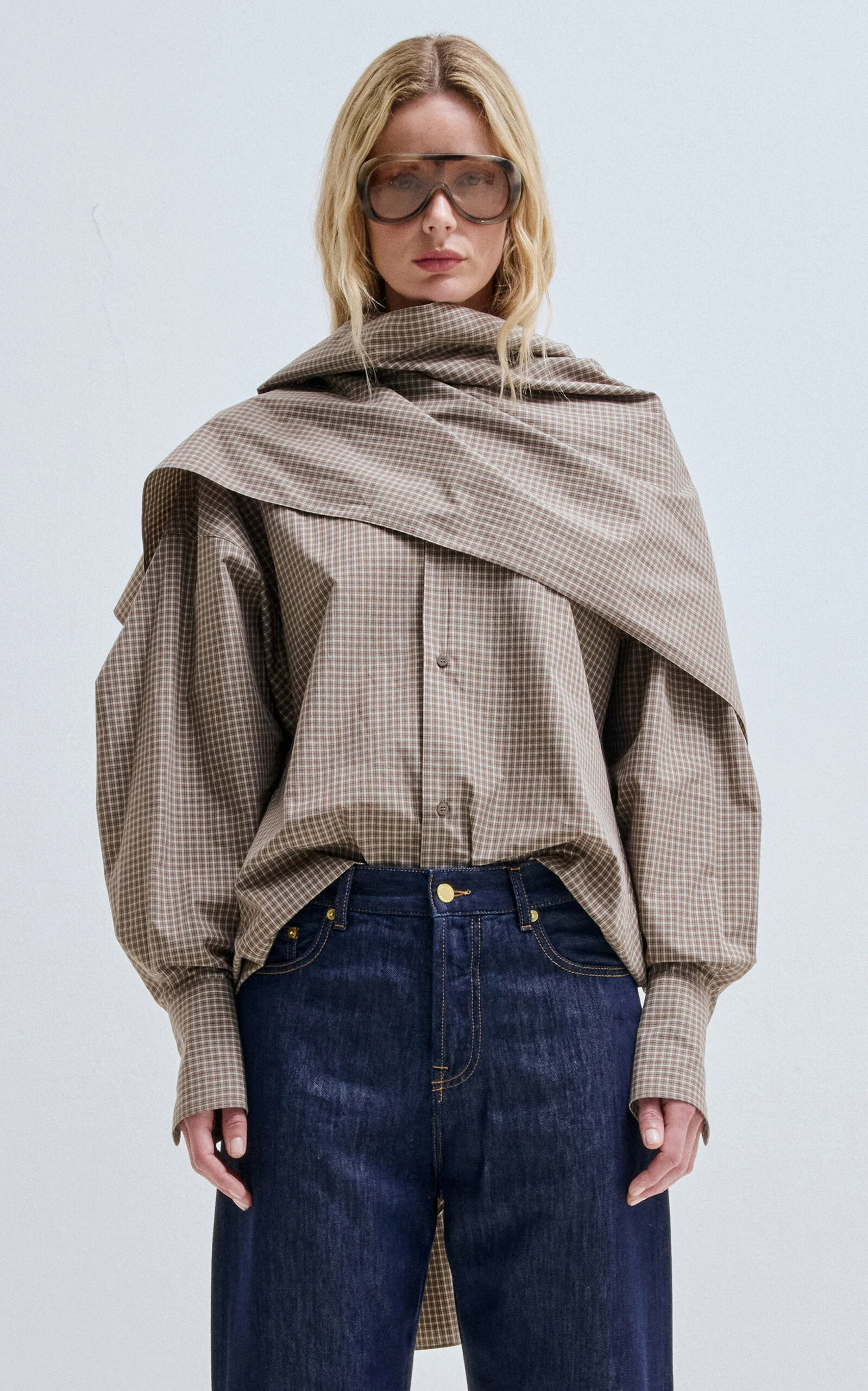 Georgia Draped Cotton Top neutral - 1