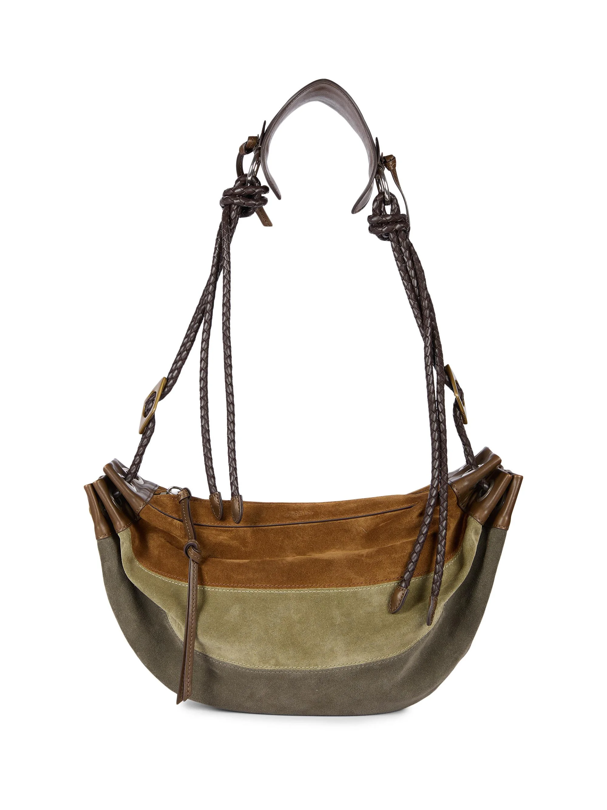 Women's Medium Maia Suede Shoulder Bag - Multicolor Khaki - 1