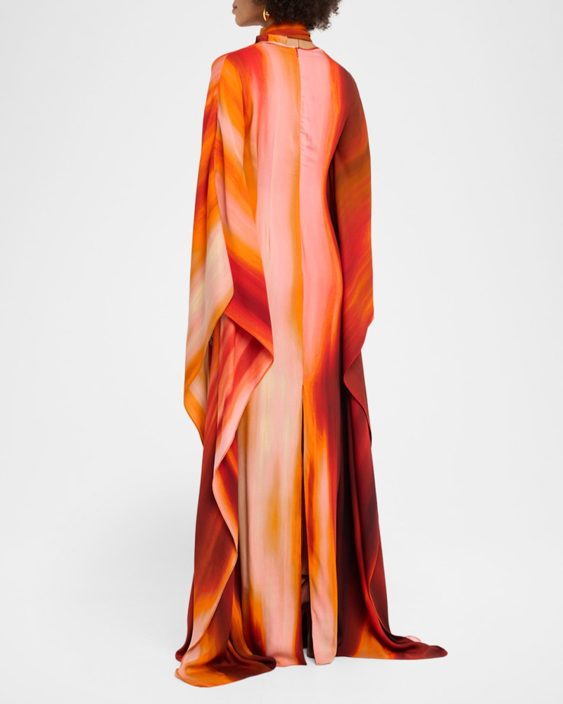 Plunging Neck-Scarf Dolman-Sleeve Caftan Gown 3