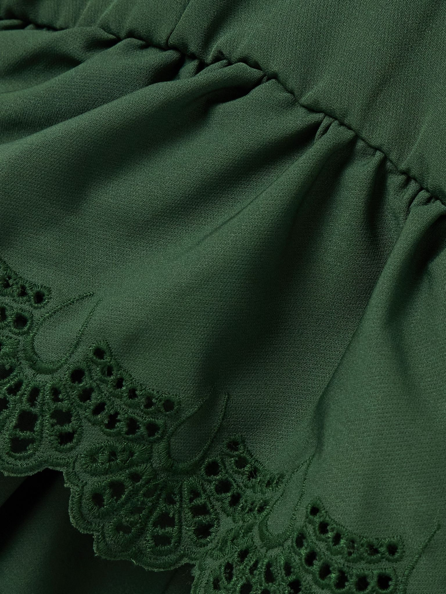 Amenah ruffled broderie anglaise-trimmed crepe mini dress Green - 4