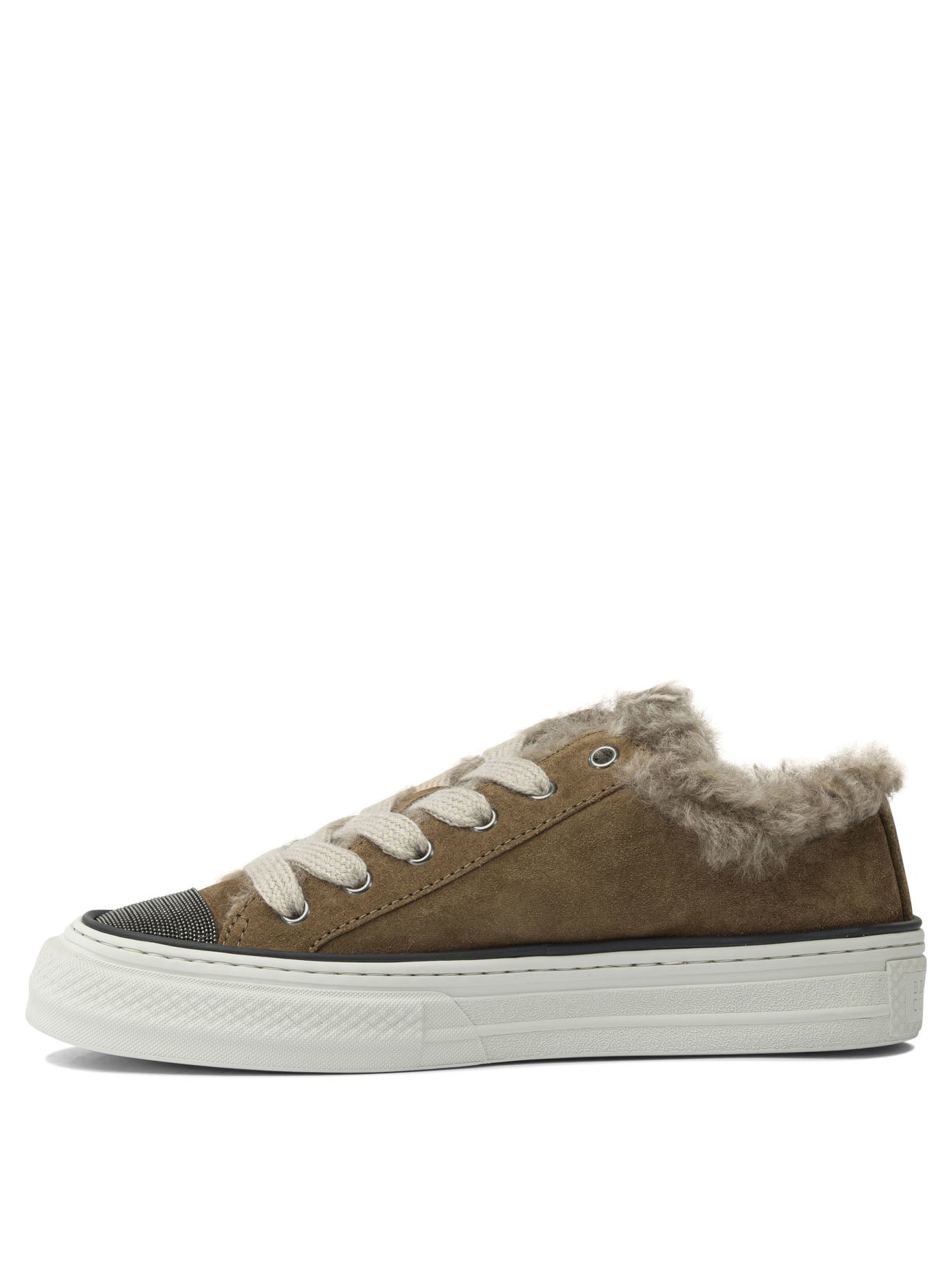 Brunello Cucinelli Women Suede Sneakers With Jewel Detailing - 3