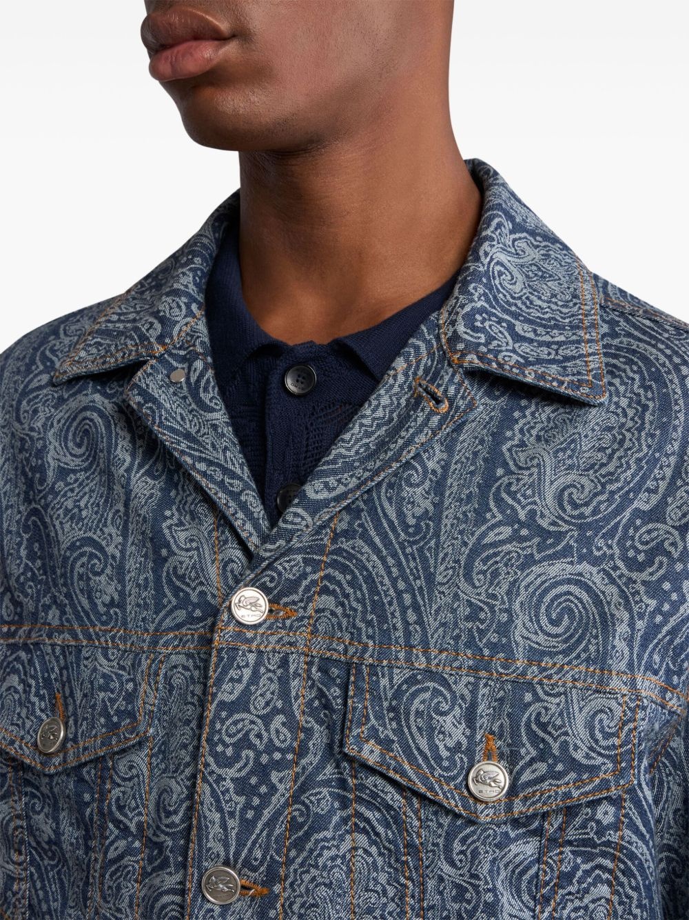 paisley denim jacket - 4
