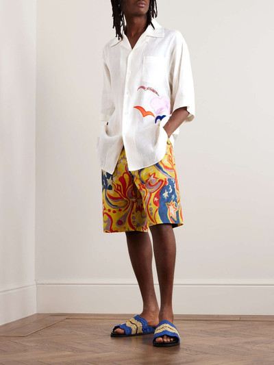 Marni + No Vacancy Inn Convertible-Collar Appliquéd Linen-Blend Shirt outlook