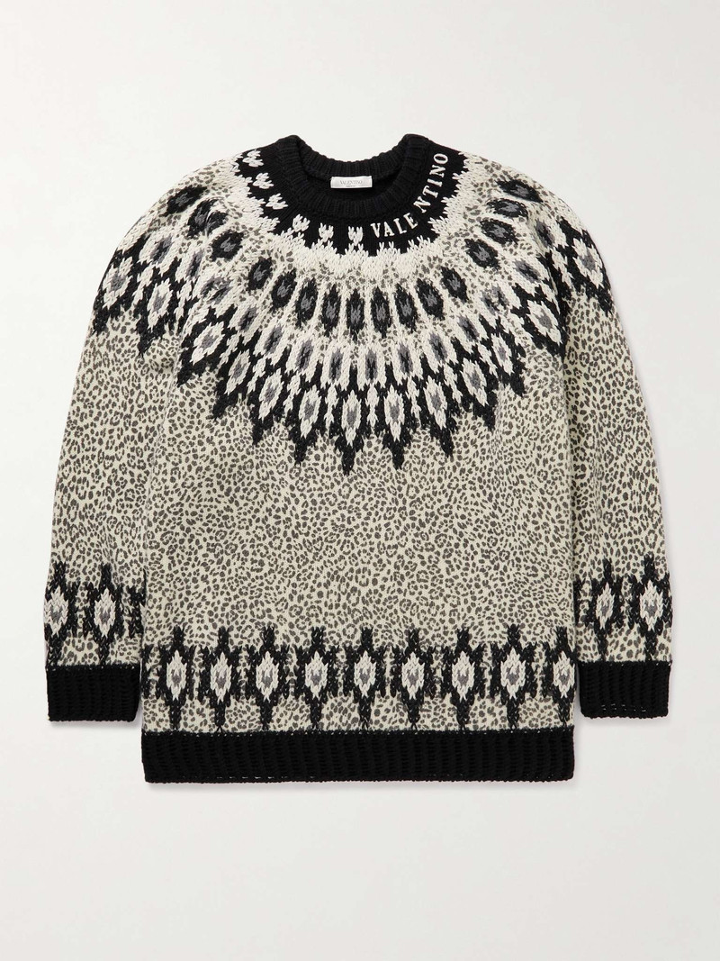Valentino Embroidered Leopard-Print Virgin Wool Sweater outlook