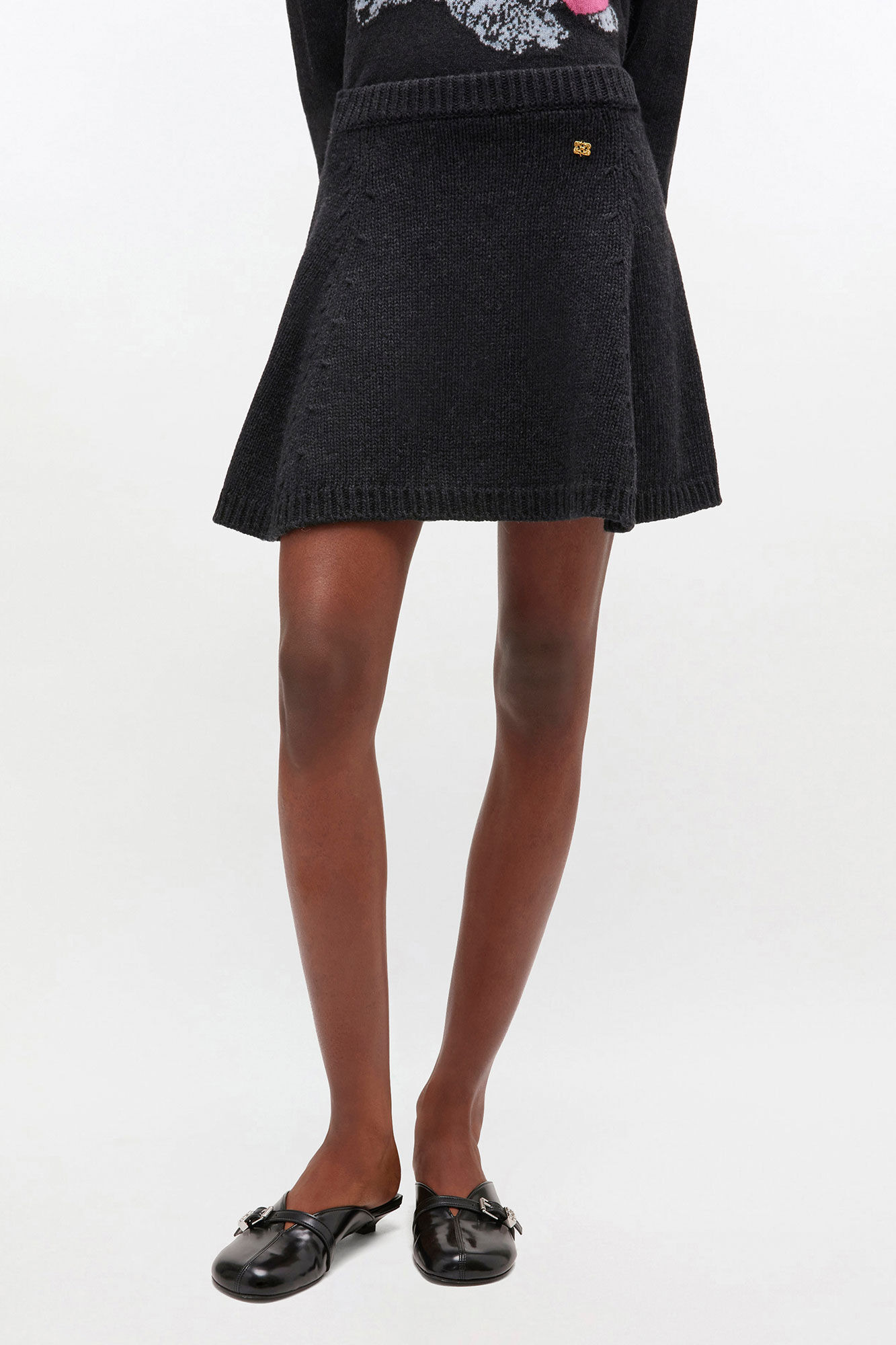 DARK GREY WOOL MINI SKIRT - 3