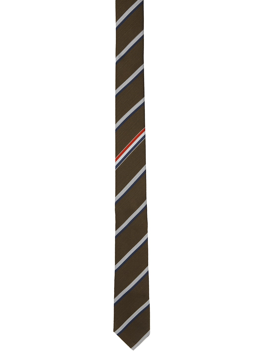 Brown Classic Shadow Stripe Pique Weave Tie - 1