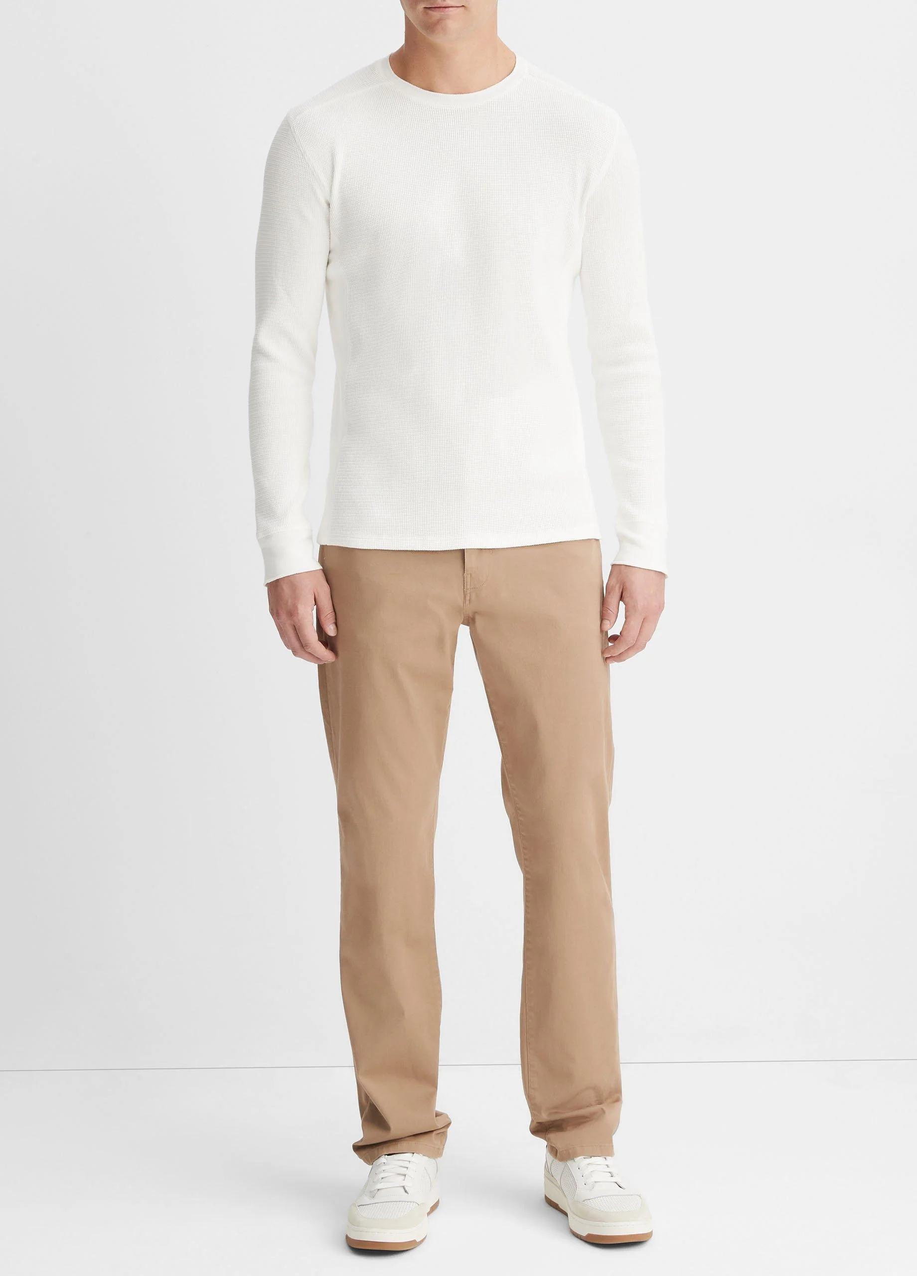 Pima Cotton-Blend Thermal Long-Sleeve Pullover - 1