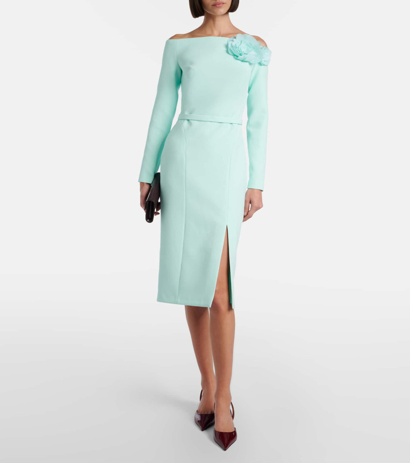 Safiyaa Jay floral-appliqué crêpe midi dress outlook