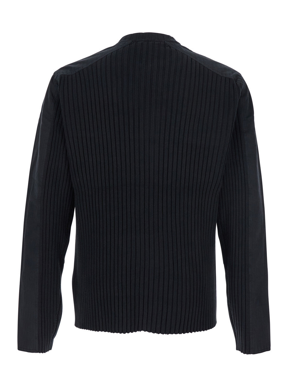 Diesel Men 'K-Matty' Black Crewneck Ribbed Knit Sweatshirt With Front Zip Closure In Cotton Man - 2